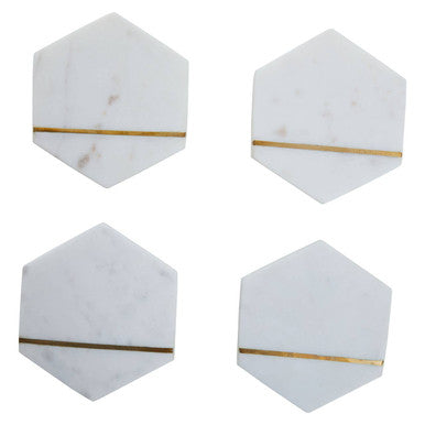 Set of 4 White Marble Coasters
