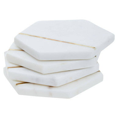 Set of 4 White Marble Coasters