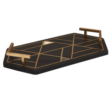 Black Slate Tray with Mother of Pearl Inlay