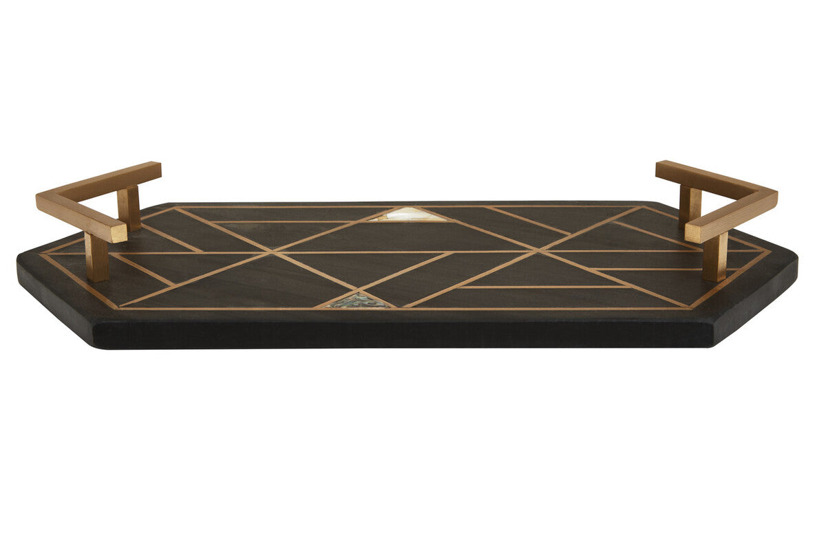 Black Slate Tray with Mother of Pearl Inlay