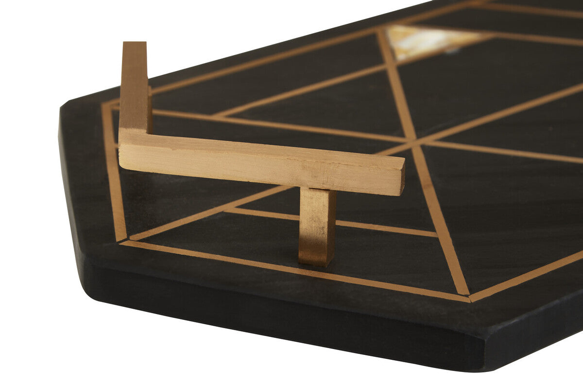 Black Slate Tray with Mother of Pearl Inlay