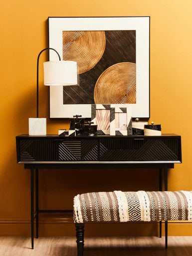 Set of 4 Black and White Coasters with Holder