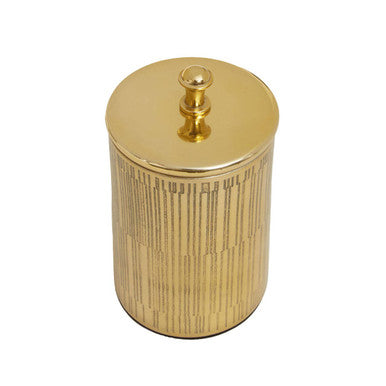 Gold Aluminium Bathroom Jar with Line Effect