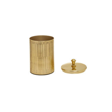 Gold Aluminium Bathroom Jar with Line Effect