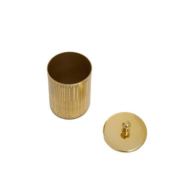 Gold Aluminium Bathroom Jar with Line Effect