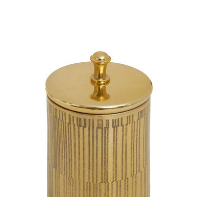 Gold Aluminium Bathroom Jar with Line Effect