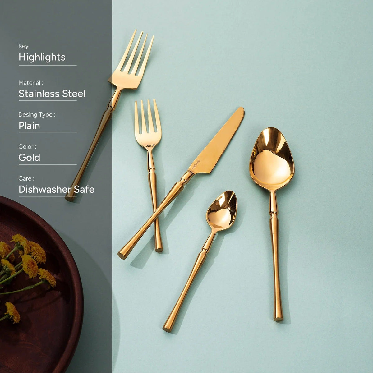 Set of 5 Cutlery with Curvy Handles