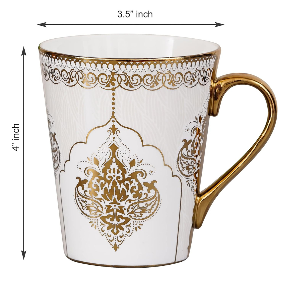Heritage Gold Coffee Mug Milk Mug, 330 ml, Not Microwave Safe, Ceramic