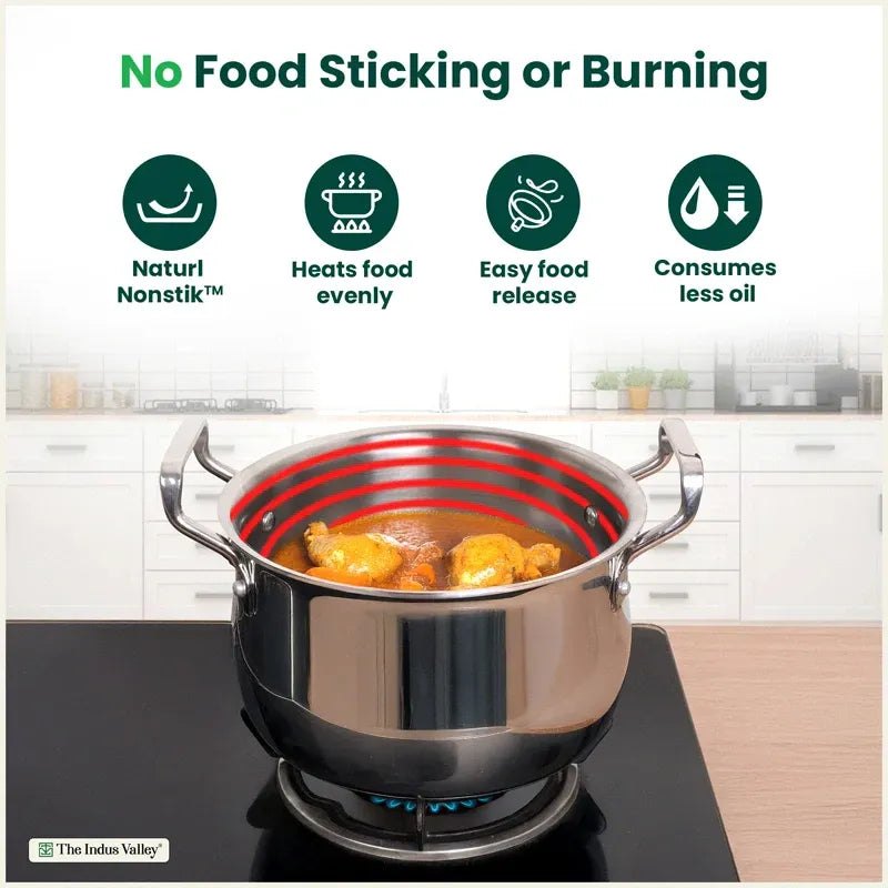Tri-Ply Stainless Steel Biryani Pot Casserole