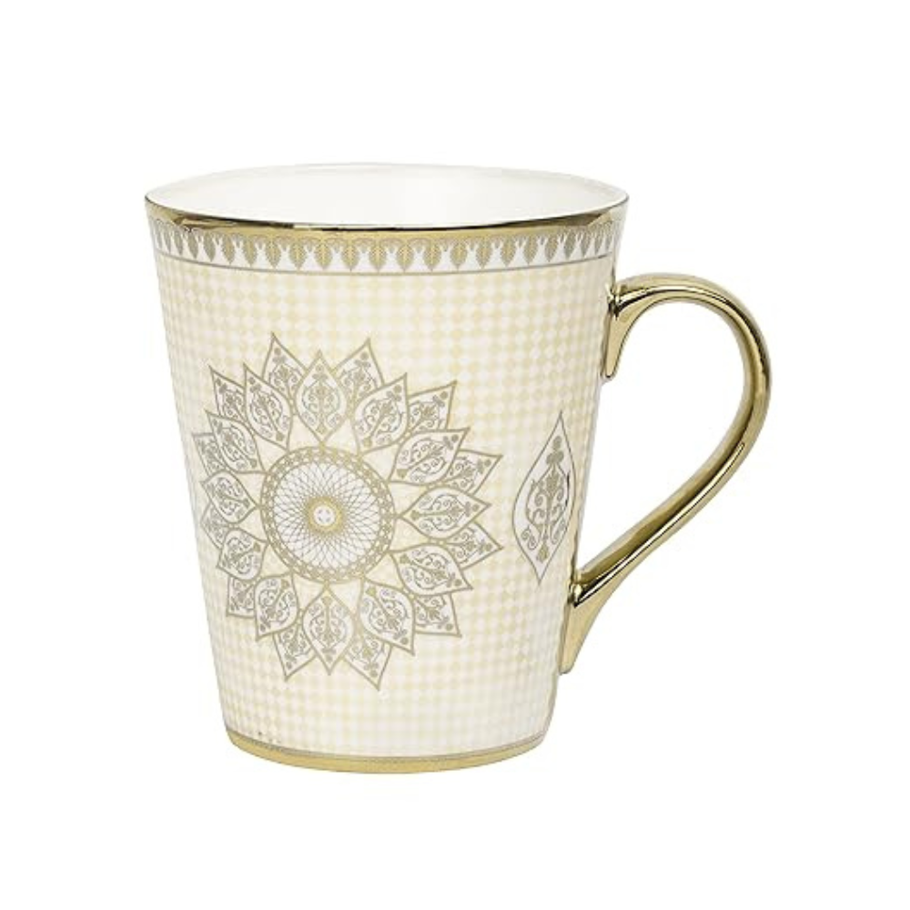 Ceramic Golden Satire Coffee Mug, Ceramic Tea Cup, Set of 1, 330 ml, Not Microwave Safe