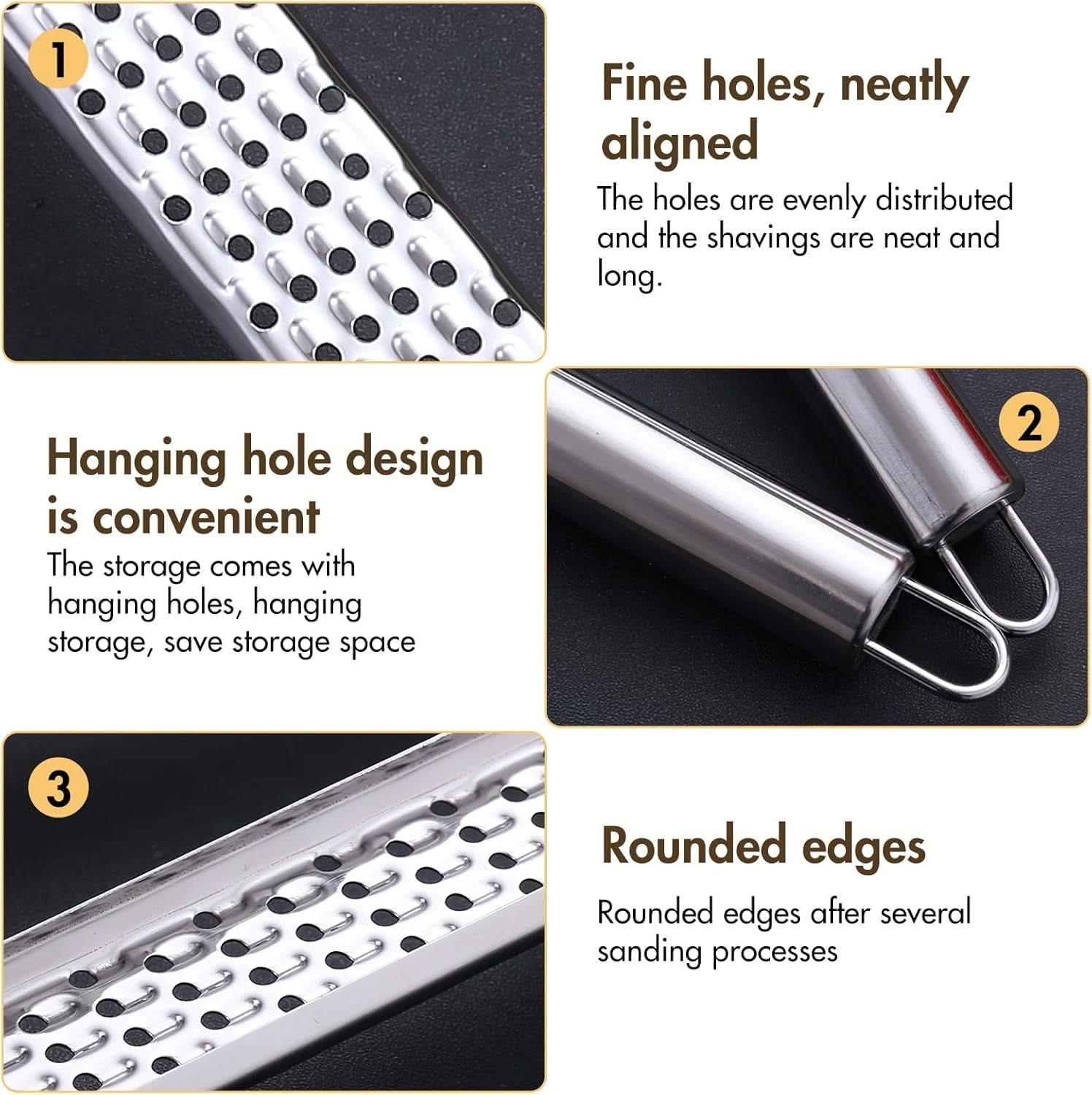 Stainless Steel Cheese Grater with Long Handle & Hanging Hole – Multipurpose Kitchen Gadget for Cheese, Chocolate, Carrot, Ginger, and Parmesan
