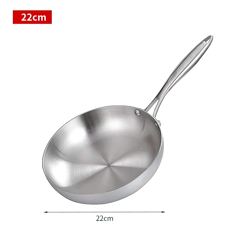 Stainless Steel Non-Stick Frying Pan – Uncoated Kitchen Cookware, Ideal for Searing Steaks and Versatile Cooking on Gas and Induction Cooktops