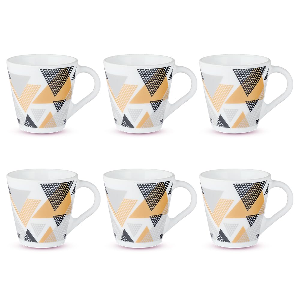 Nivaah Opalware Mug, Set of 6 Tea/coffee Mugs, 160 ml Each