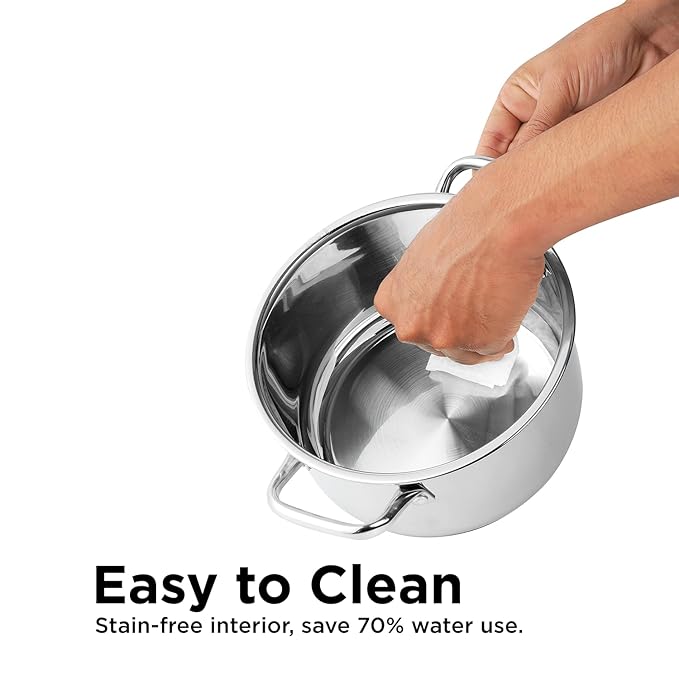 Stainless Steel Cookware set of 2, 1.2 and 2 L Saucepot with Glass Lid, SAS Bottom, Biryani Pot