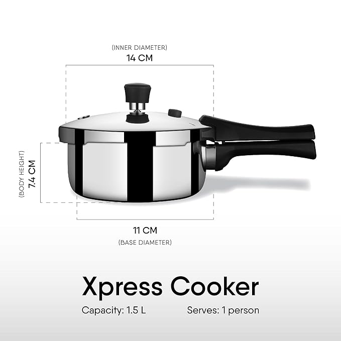 Cooker Triply Pressure Cooker Baby, Induction Cooker, Outer Lid Pressure Cooker 1.5 L