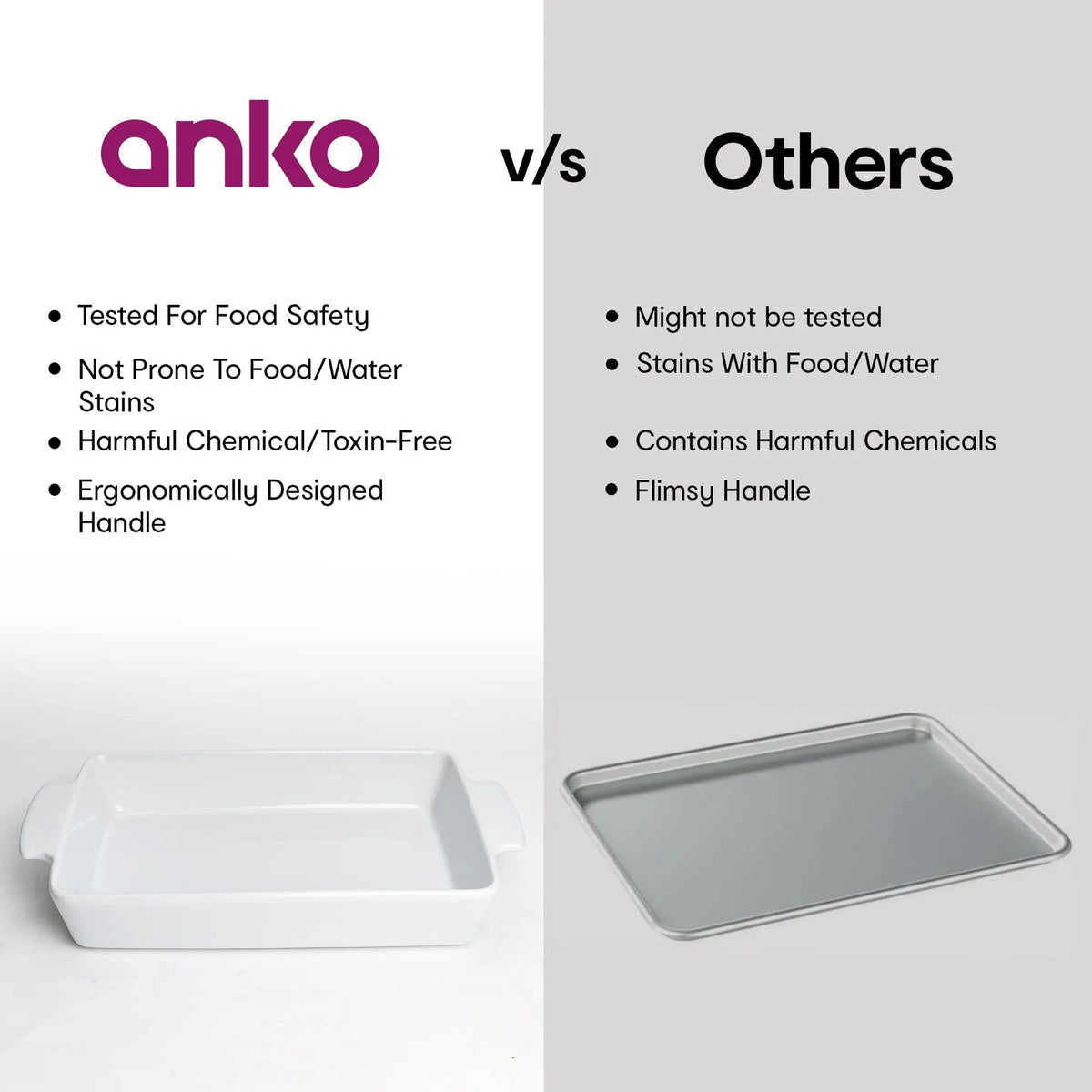 White Rectangular Stoneware Baking Tray Oven Dishwasher Microwave Safe 6.7x43x24.5 cm
