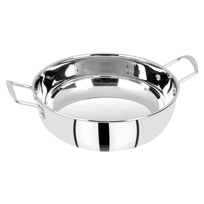 Essential Stainless Steel 20 cm Kadhai With, 2 L Capacity