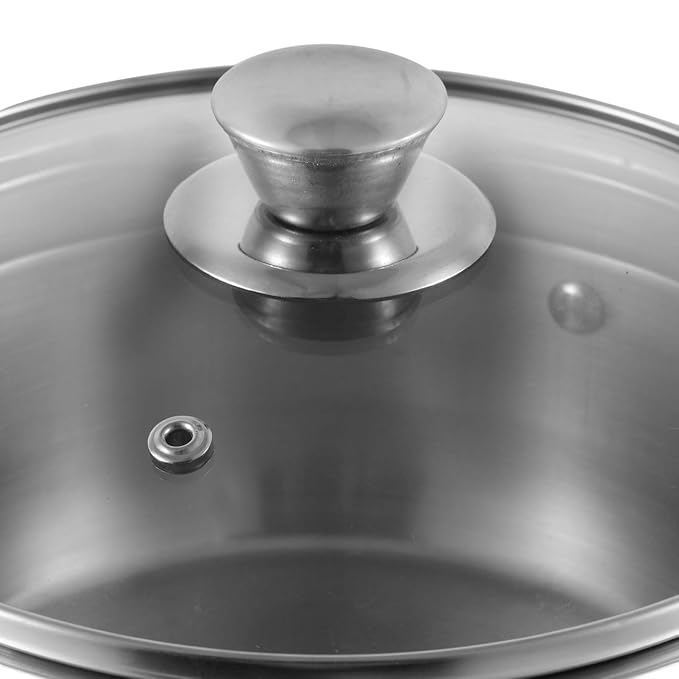 Two Tone Stainless Steel Saucepot with Glass Lid 4 L, 22 cm (6.2 mm Thick Base)