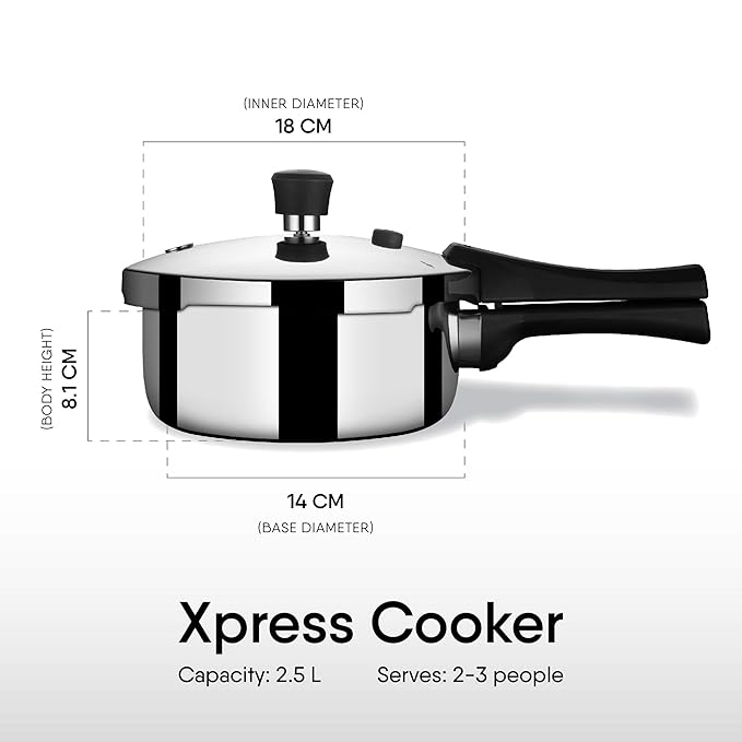 Cooker Triply Pressure Cooker Broad, Induction Cooker, Outer Lid Pressure Cooker 2.5 L