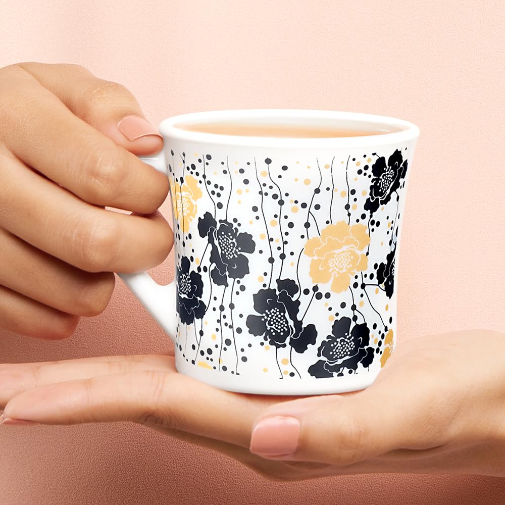 Dreamer Opalware Mug, Set of 6 Tea/coffee Mugs, 210 ml Each - Design 2