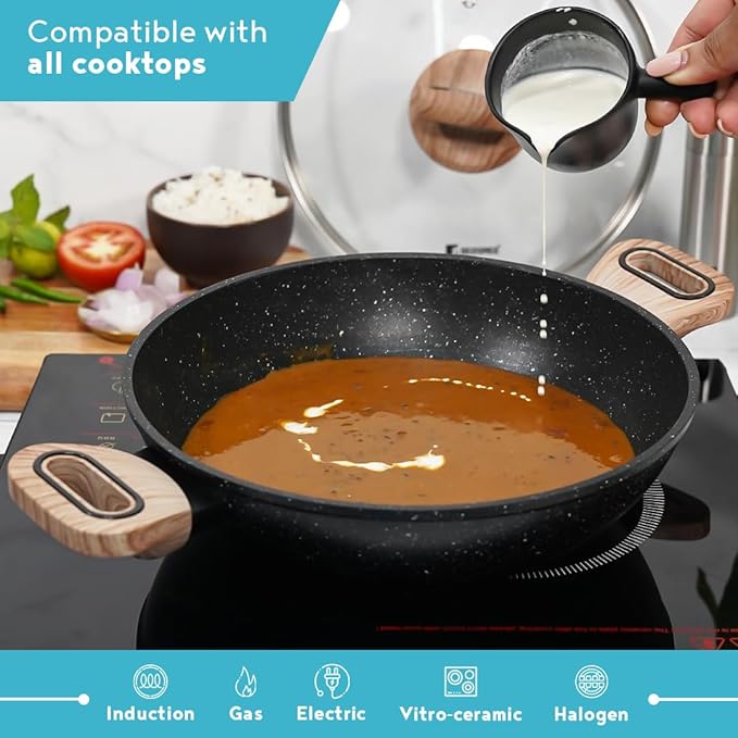Ultimate Forged Nonstick 24 cm Kadai With Glass Lid, 2 L Capacity