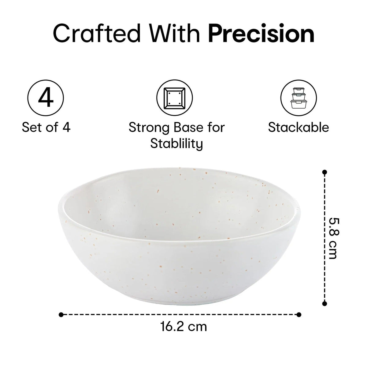 6 inch Bodrum Stoneware Bowls Set of 2 White Soup Salad Dessert Dining Table