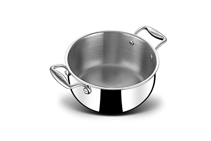 Triply Stainless Steel Belly Saucepot With Lid, Induction Base Casserole, Briyani Pot/ Handi, 4.3 L