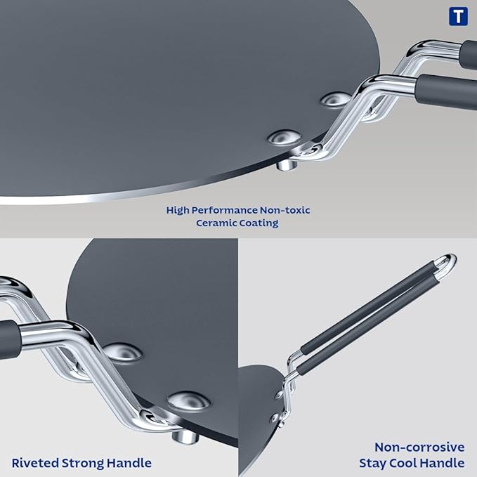 Healthy Triply Ceramic 26 cm Concave Tawa