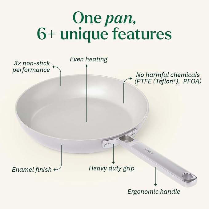 Ceramic Non-stick Egg Pan 20 cm, Glass Lid, Stainless Steel Handle, Grey
