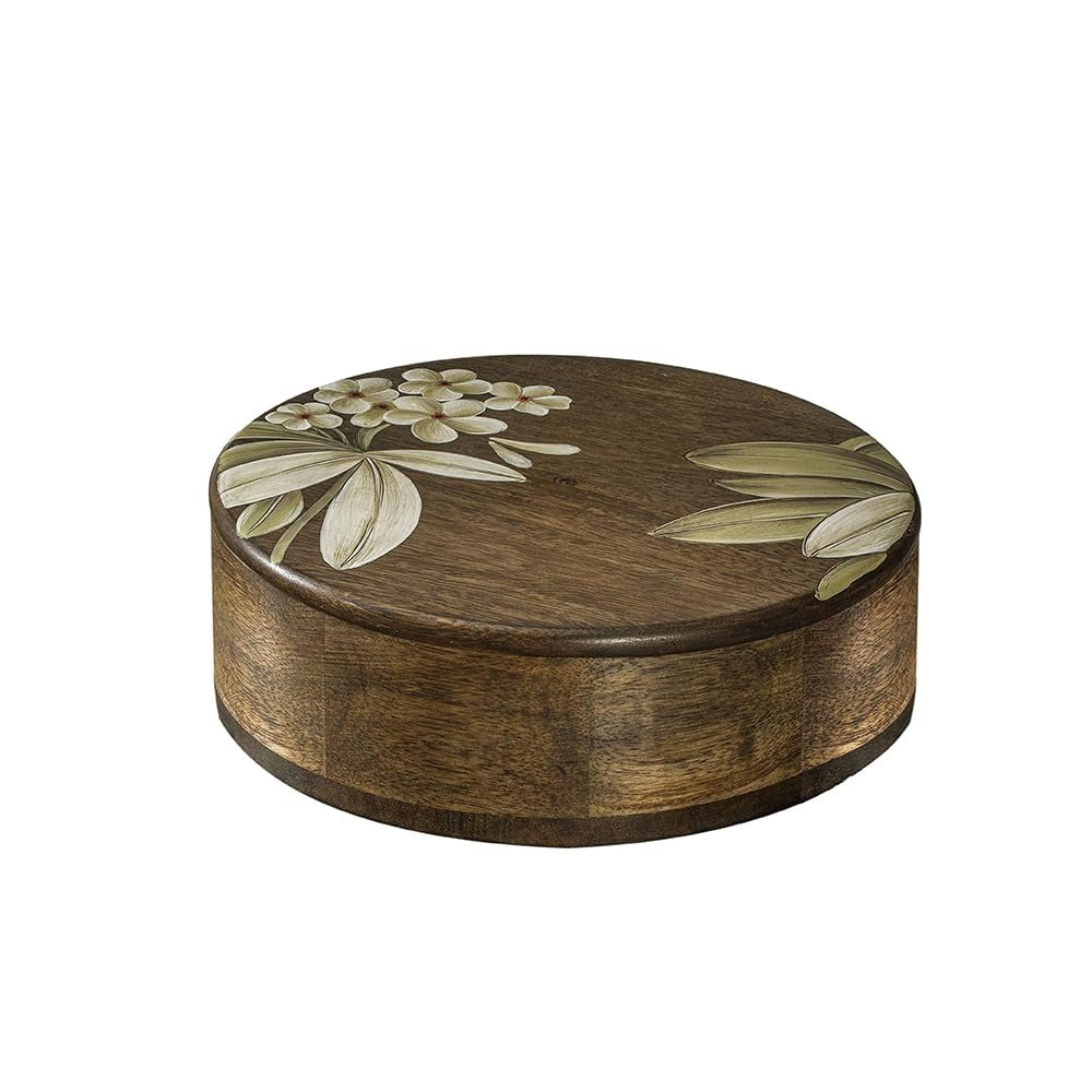 Wood Round Roti Box Casserole with Wooden Lid BPA Free Food Grade Kitchen Organizer