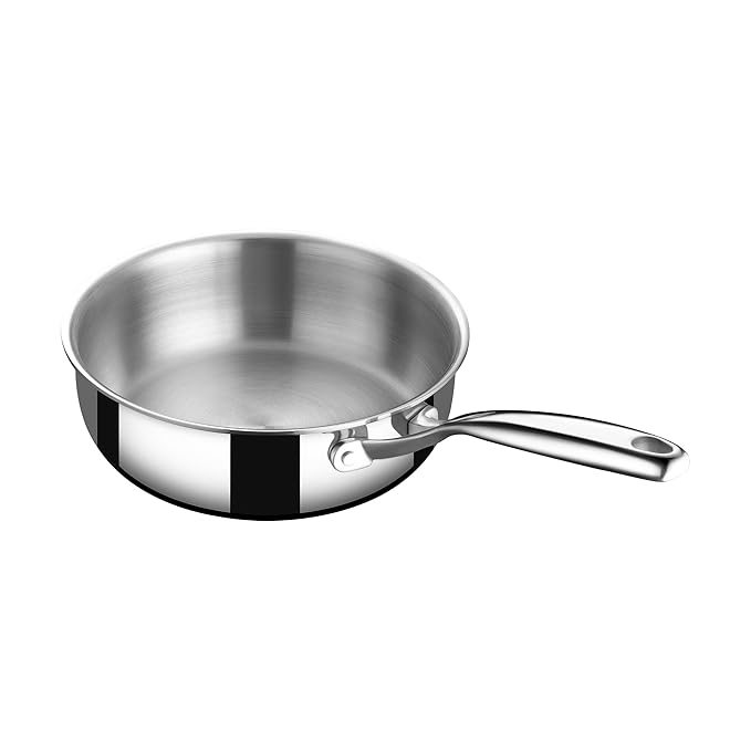 Triply Stainless Steel Saute Fry Pan With Lid, Induction Pan, Multi Pan, Stir Fry Pan, 1.8 L, 20 cm