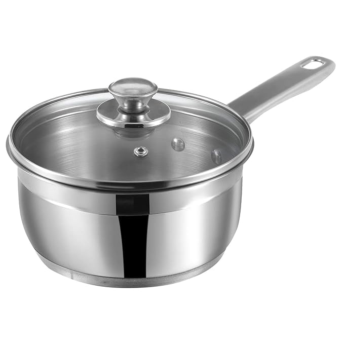 Two Tone Stainless Steel Saucepan with Glass Lid 3 L, 20 cm (6.2 mm Thick)
