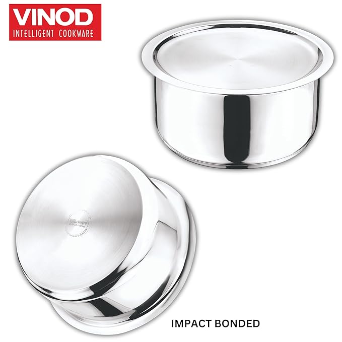 Stainless Steel 304 Grade Tope, Patila, Topiya With Lid - Diameter 20 cm, Capacity 3 L