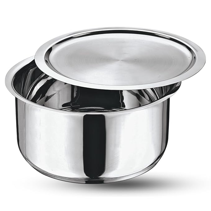 Stainless Steel 304 Grade Tope, Patila, Topiya With Lid - Diameter 20 cm, Capacity 3 L