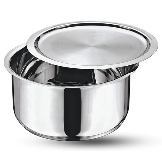 Stainless Steel 304 Grade Tope, Patila, Topiya With Lid - Diameter 20 cm, Capacity 3 L