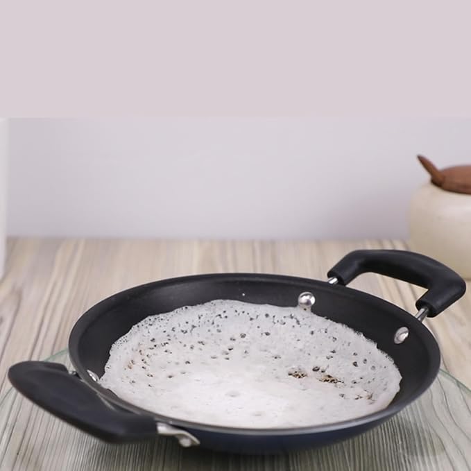 Non Stick Appachetty with Lid - 20 cm, Appam Pan, 3 mm Extra Thick, 3 Layer Coating