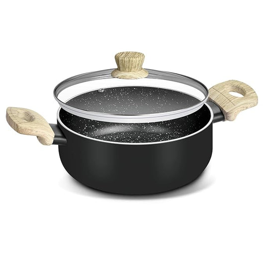 Plus Aura 5-layer Non-stick 24 cm Casserole With Glass Lid, 5 L Capacity