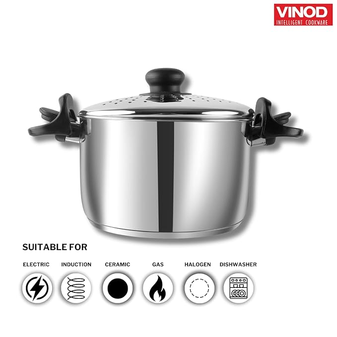 Stainless Steel Cookware Pasta, Noodle Steamer Pot With Lid - 4 L, Rice, Veggies Stainer Pot