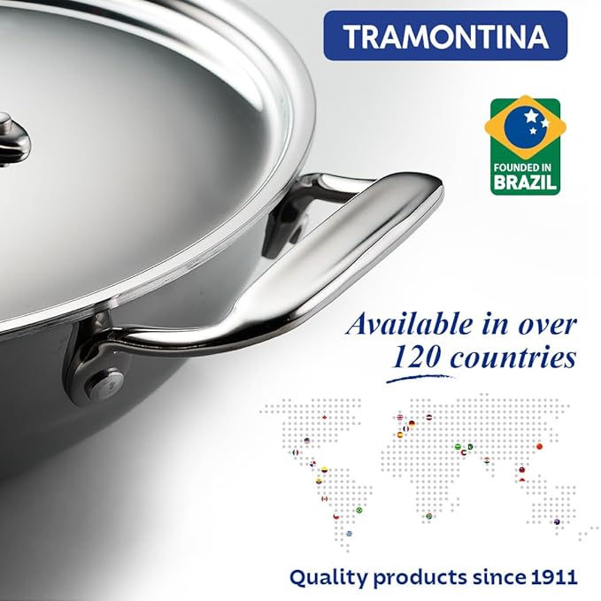 Healthy Triply Ceramic 20 cm/1.7L Kadai with SS 304 lid