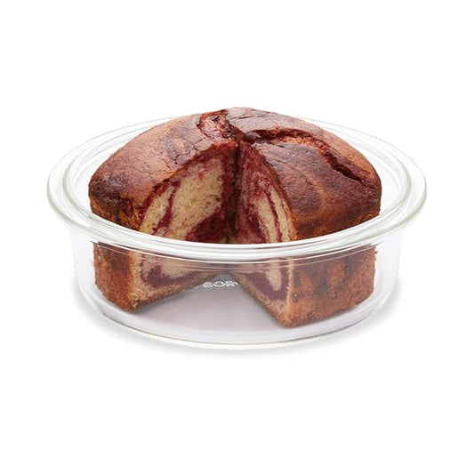 Glass Round Cake Dish, 1.4 L, Easy Grip, Transparent