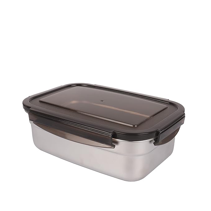 Lunch Box High Steel Rectangle Heavy Duty Airtight Leakproof Unbreakable Storage Container With Lock Lid - Design 3