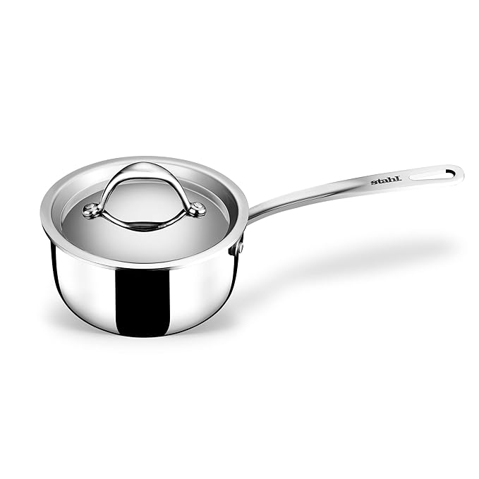 Stainless Steel Tea Pan, Triply Saucepan With Lid, Milk Pan 1l, Gas & Induction Base Sauce Pan, Dia 14 cm