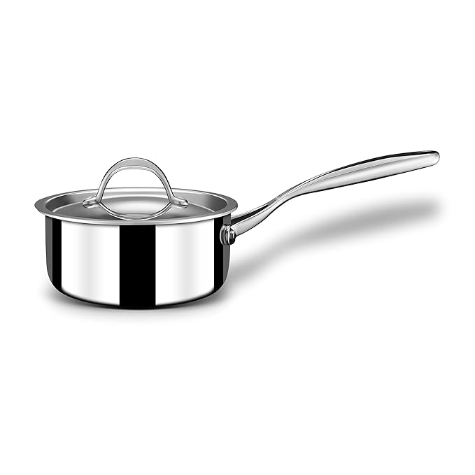 Stainless Steel Tea Pan, Triply Saucepan With Lid I Milk Pan 1.4 L, Gas & Induction Base, Artisan 4216