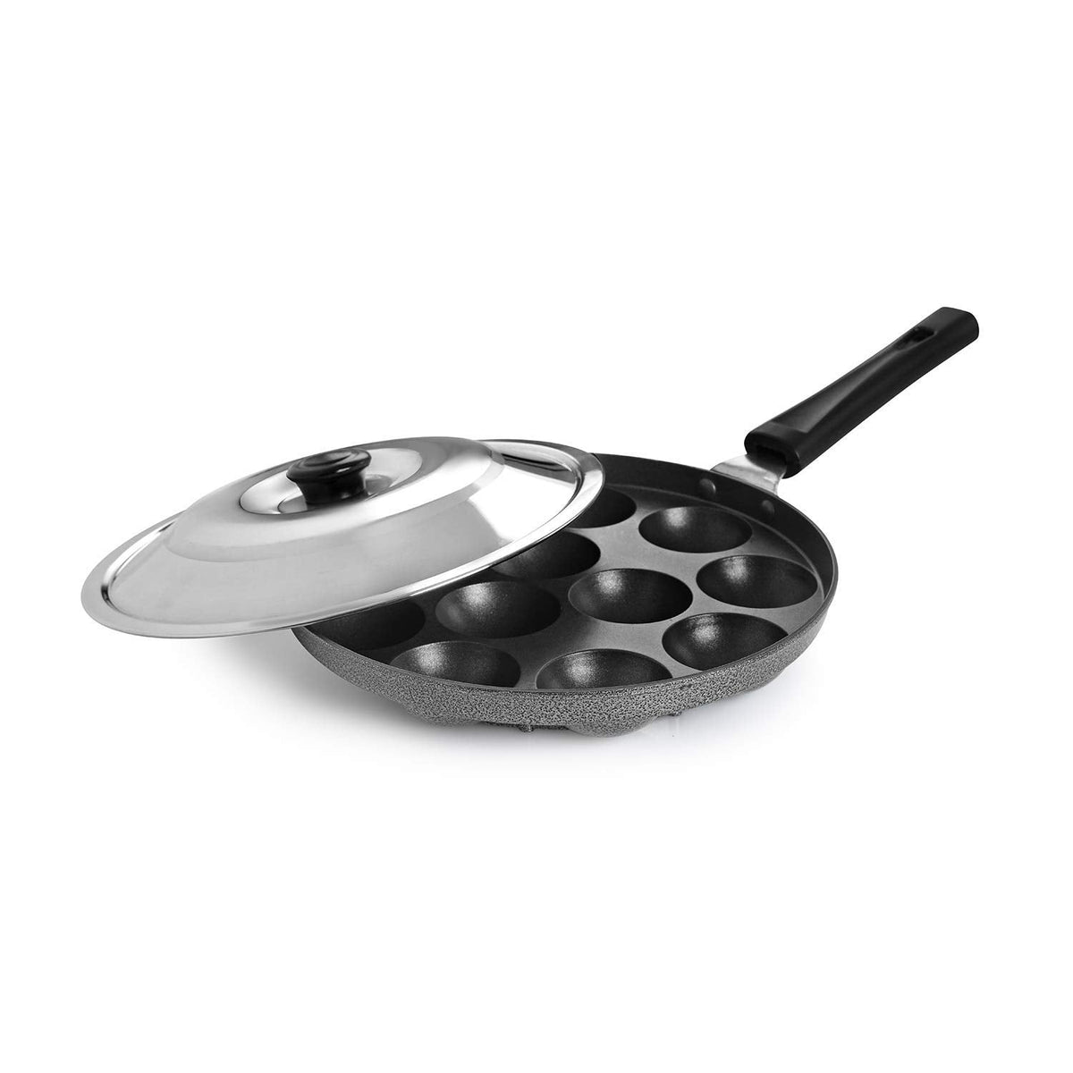 Appam Patra With Stainless Steel Lid Non-stick Heavy Duty Aluminium