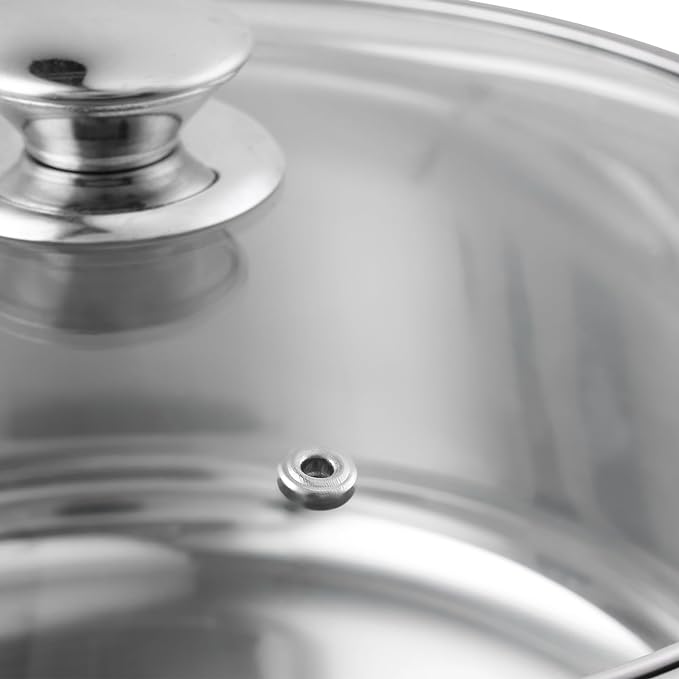 Stainless Steel Saucepot with Glass Lid - 2.2 L, 18 cm, Sandwich Bottom, Rivetted Handle