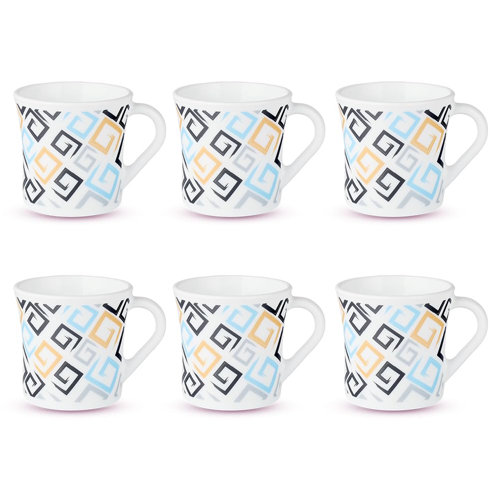 Opalware Mug, Set of 6 Tea/coffee Mugs, 210 ml Each