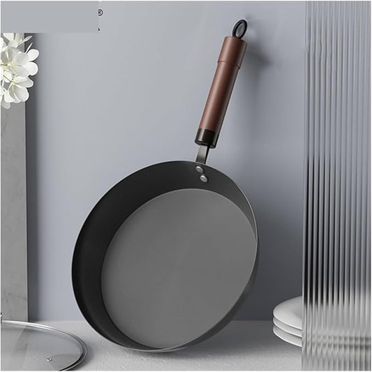 26cm Cast Iron Frying Pan – Non-Stick and Uncoated, Rust-Proof Skillet for Cooking Steak, Fried Eggs, and Stir-Fry, Compatible with All Stove Types
