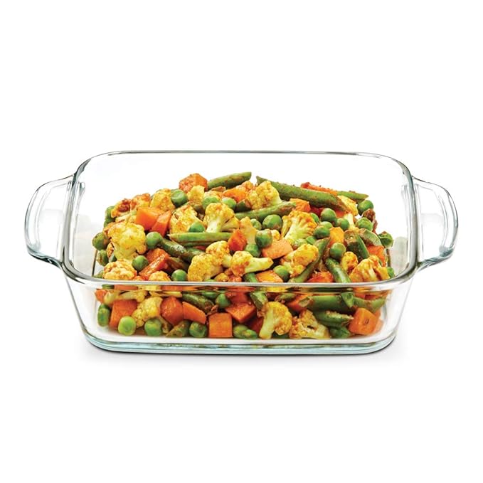 Glass Baking Dish, 1.6 L, Transparent, 1 Piece Square Dish With Handle