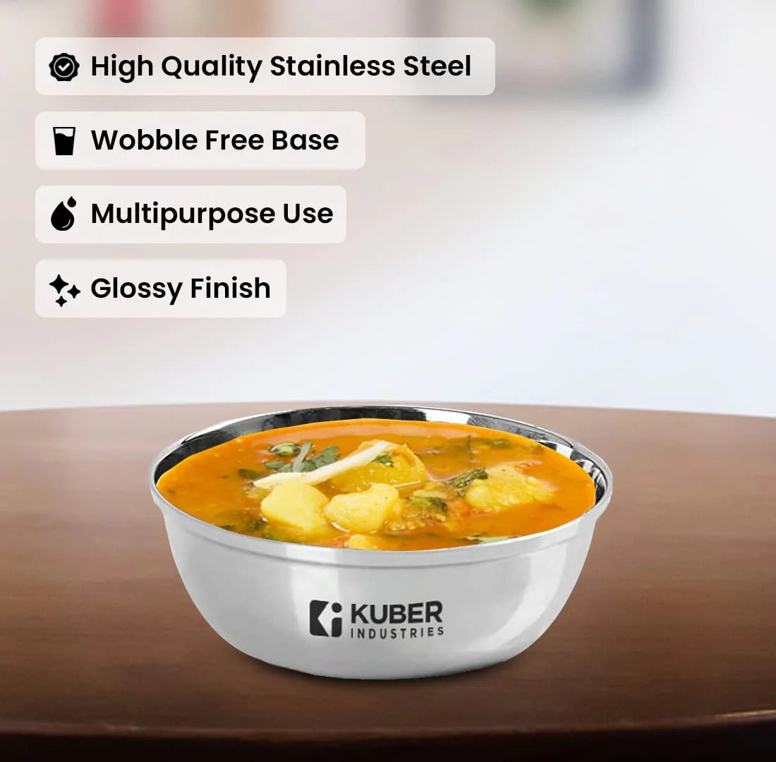 Stainless Steel Dinner Set Plates Set of 6 + Bowl Set of 6 + Glass Set of 6 Heavy Gauge Mirror Finish