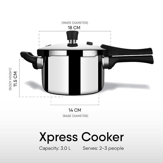Cooker Triply Pressure Cooker Tall, Induction Cooker, Outer Lid Pressure Cooker 3 L